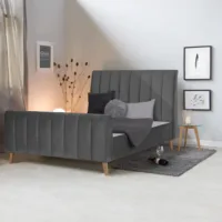 Polsterbett 140x200 - Doppelbett mit hohem Kopf- und Fußteil - Farbe: Grau