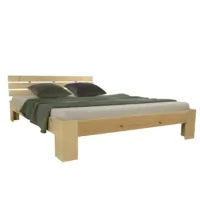 Massivholzbett 120×200 – Futonbett mit Rückenlehne – Farbe: Natur