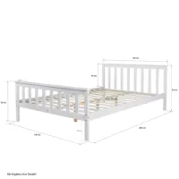 Massivholzbett 140x200 - Doppelbett mit hohem Kopf- und Fußteil - Farbe: Weiß