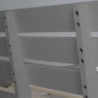 Massivholzbett 140×200 – Doppelbett mit Rückenlehne und Schublade – Farbe: Grau