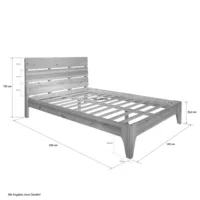 Massivholzbett 140x200 – Doppelbett mit hohem Kopfteil – Farbe: Natur
