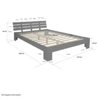 Massivholzbett 160×200 – Doppelbett mit Rückenlehne – Farbe: Grau