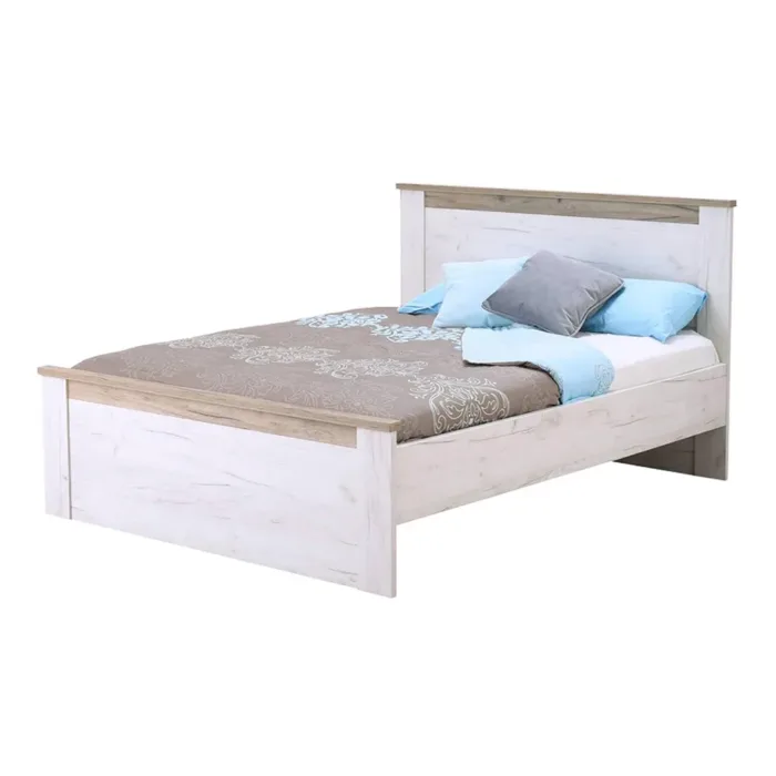 Vintage Shabby Chic - Doppelbett 160x200 mit hohem Kopfteil - Farbe: Weiß mit Grau