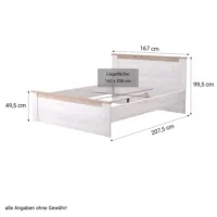 Vintage Shabby Chic - Doppelbett 160x200 mit hohem Kopfteil - Farbe: Weiß mit Grau