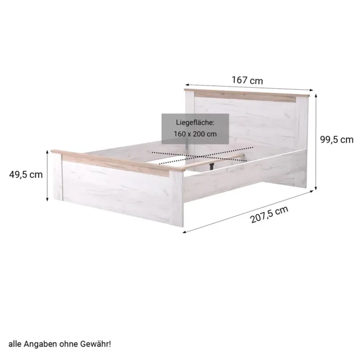 Vintage Shabby Chic - Doppelbett 160x200 mit hohem Kopfteil - Farbe: Weiß mit Grau