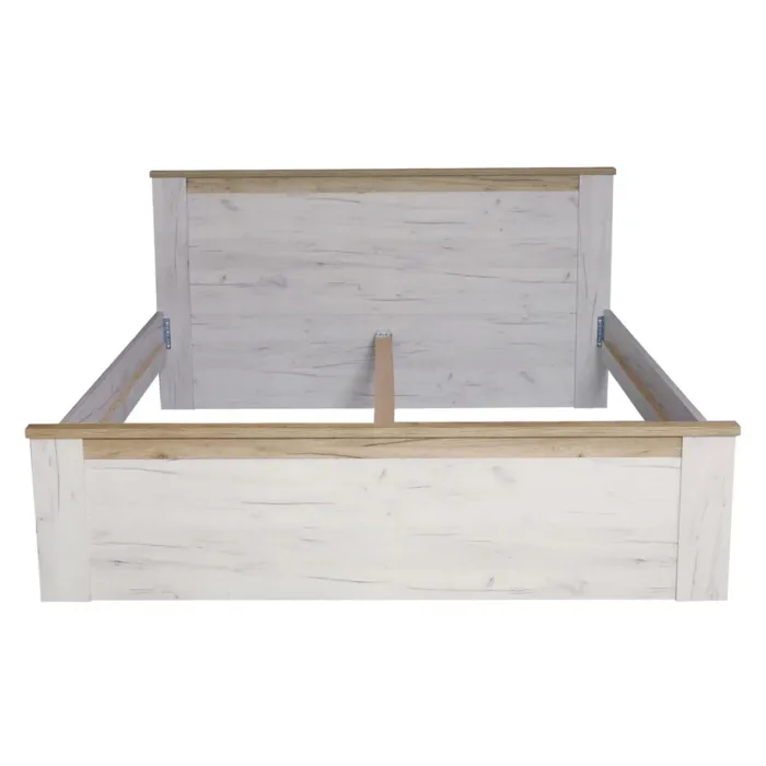 Vintage Shabby Chic - Doppelbett 160x200 mit hohem Kopfteil - Farbe: Weiß mit Grau