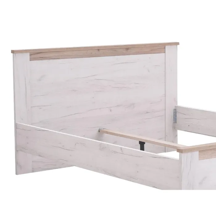 Vintage Shabby Chic - Doppelbett 160x200 mit hohem Kopfteil - Farbe: Weiß mit Grau