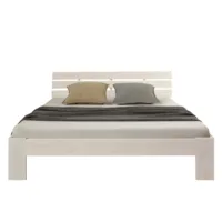Massivholzbett 160×200 – Doppelbett mit Rückenlehne – Farbe: Weiß