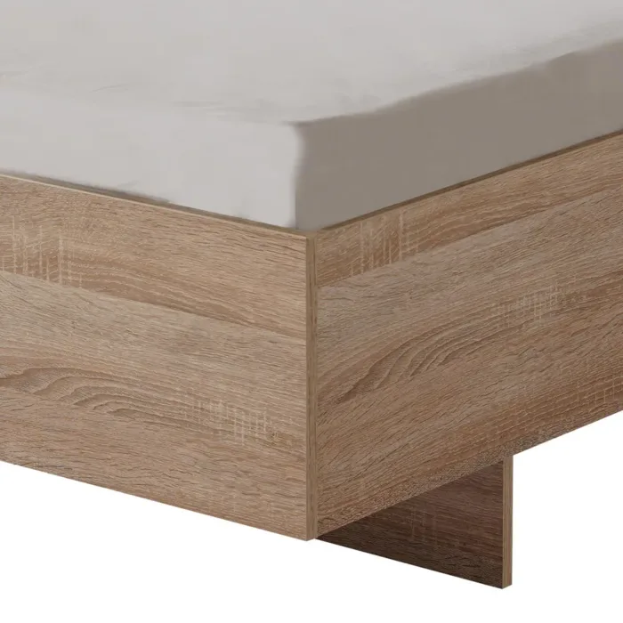 Doppelbett 160x200 - Futonbett mit hohem Polster-Kopfteil - Farbe: Natur mit Grau