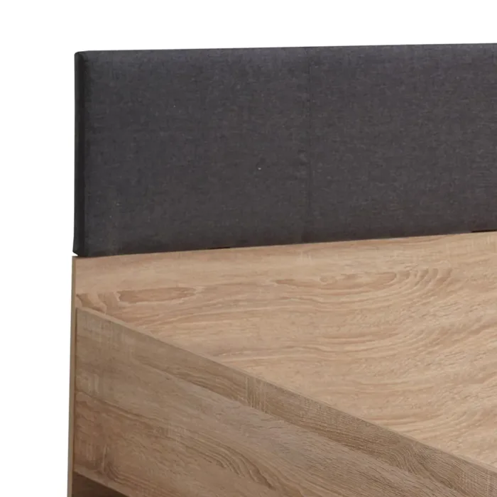 Doppelbett 160x200 - Futonbett mit hohem Polster-Kopfteil - Farbe: Natur mit Grau