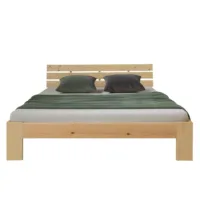 Massivholzbett 180×200 – Doppelbett mit Rückenlehne – Farbe: Natur