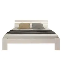 Massivholzbett 180×200 – Doppelbett mit Rückenlehne – Farbe: Weiß