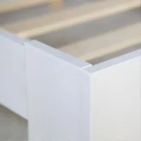 Massivholzbett 180×200 – Doppelbett mit Rückenlehne – Farbe: Weiß