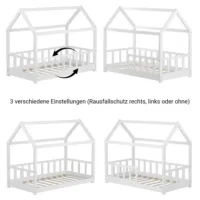 Hausbett 80x160 - Kinderbett mit Rausfallschutz - Farbe: Weiß