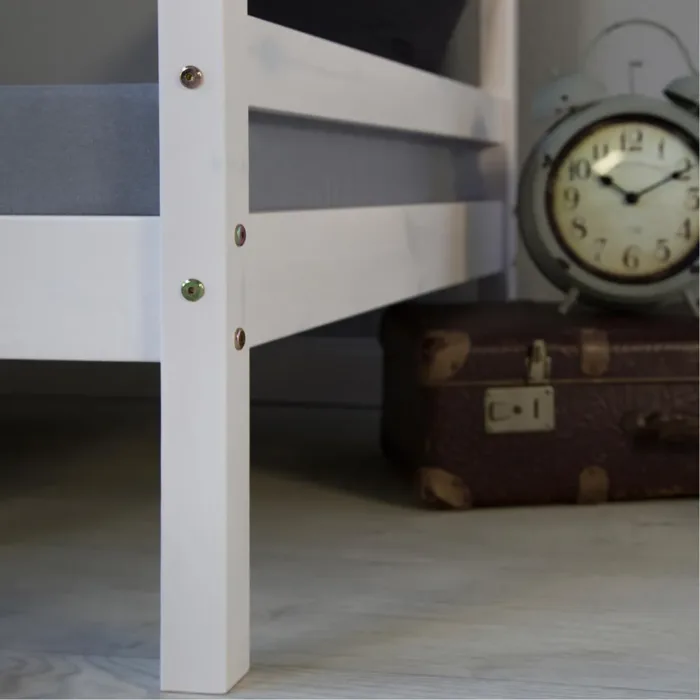Etagenbett 90x200 mit Leiter und optional Bettkasten - Kinderbett mit zwei Schlafplätzen - Farbe: Weiß