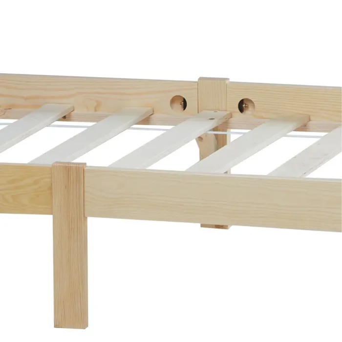 Massivholzbett 90x200 - Einzelbett mit Kopfteil - Farbe: Natur
