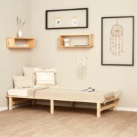 Massivholzbett 90x200 - Palettenbett ohne Kopfteil - Farbe: Natur