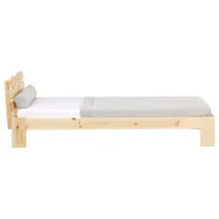 Massivholzbett 90x200 – Einzelbett mit Rückenrahmen - Farbe: Natur