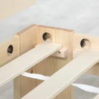 Massivholzbett 90x200 – Einzelbett mit Rückenrahmen - Farbe: Natur