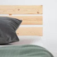 Massivholzbett 90x200 – Einzelbett mit Rückenrahmen - Farbe: Natur