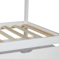 Hausbett 90x200 - Kinder- und Jugendbett mit zwei Bettkästen - Farbe: Weiß
