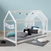 Hausbett 90x200 - Kinder- und Jugendbett - Farbe: Weiß