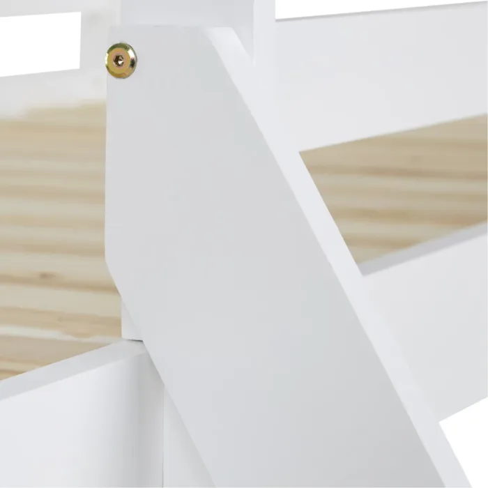 Doppelstockbett 90x200 und 140x200 - Vollholz Etagenbett für Kinder - Farbe: Weiß