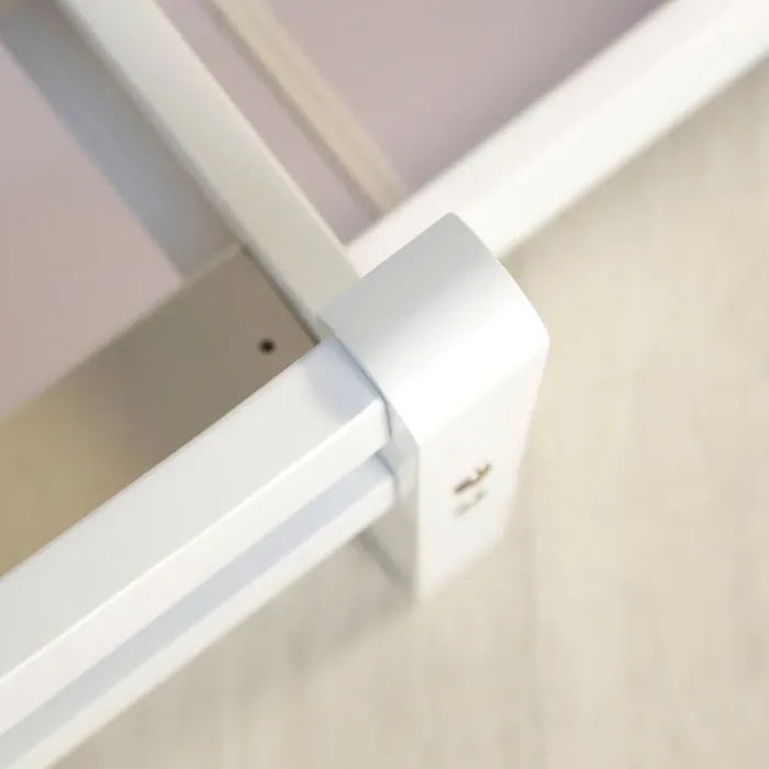 Massivholzbett 90x200 – Einzelbett mit Bettkasten und Kopfteil – Farbe: Weiß