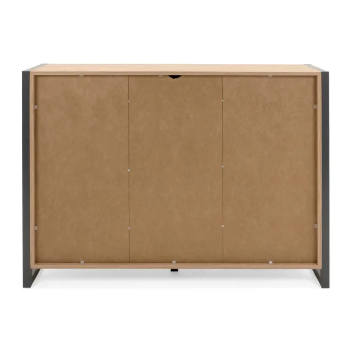 Anrichte 120 cm Breite - Kommode Industrial Stil mit drei Schubladen und Türen – Farbe: Natur Anthrazit