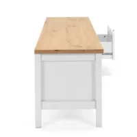 TV Schrank 160 cm Breite - Lowboard mit Ablagen und zwei Schubladen – Farbe: Weiß Natur
