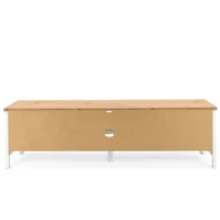 TV Schrank 160 cm Breite - Lowboard mit Ablagen und zwei Schubladen – Farbe: Weiß Natur