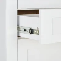 Hochschrank 64 cm Breite - Vitrine mit Schranktür aus Glas und heller Oberflächenplatte – Farbe: Weiß Natur