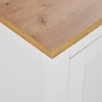 Anrichte 150 cm Breite - Kommode mit drei Schubladen und heller Oberflächenplatte – Farbe: Weiß Natur