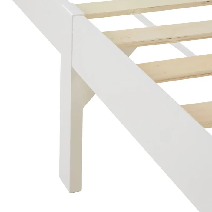 Massivholzbett 90x200 - Einzelbett mit hohem Kopf- und Fußteil - Farbe: Weiß