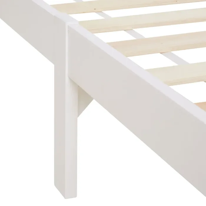 Massivholzbett 90x200 - Einzelbett mit hohem Kopf- und Fußteil - Farbe: Weiß-Natur