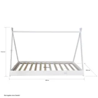 Tipi 90x200 cm – bodentiefes Holzbett in Zeltform für Kinder – Farbe: Weiß Grau