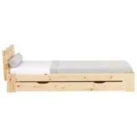 Massivholzbett 90x200 – Einzelbett mit Rückenrahmen – Bettschublade - Farbe: Natur