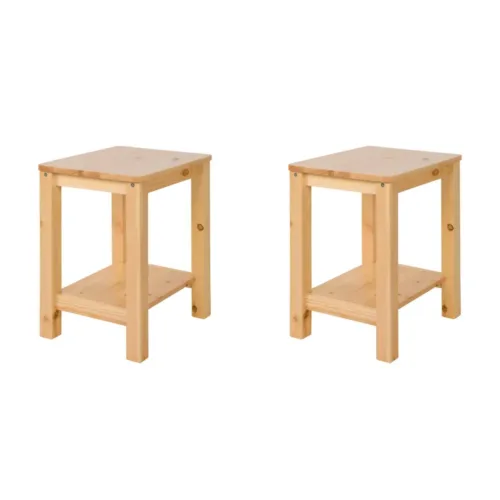 Duo in Natur - Multifunktionale edle Holzhocker für Wohnraum, Essbereich und Vorraum