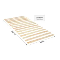 Massivholz Rolllattenrost 90x200 cm - Stabile Unterstützung durch Lattenrost in Natur aus Kiefernholz