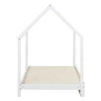 Kinderdoppelbett 90x200 mit Zusatzliegefläche - Magisches Massivholz Hausbett 2x 90x200 - Farbe: Weiß