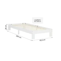 Massivholz Futonbett 90x200 - Einzelbett ohne Kopfteil - Tagesbett in der Farbe: Weiß