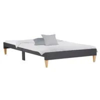 Polsterbett 140x200 - Doppelbett mit Bettfüßen aus Rubberwood - Farbe: Grau