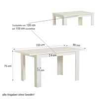 Ausziehbarer Esszimmertisch 120x80 cm in Weiß - Küchentisch für gemütliche Familienmomente