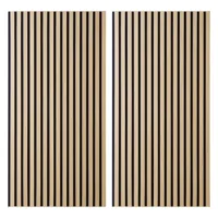Zwei Moderne Akustikpaneele 60x120 cm in Natur auf Filz in Schwarz - Schalldämpfende Raumakustik