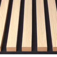 Zwei Moderne Akustikpaneele 60x120 cm in Natur auf Filz in Schwarz - Schalldämpfende Raumakustik