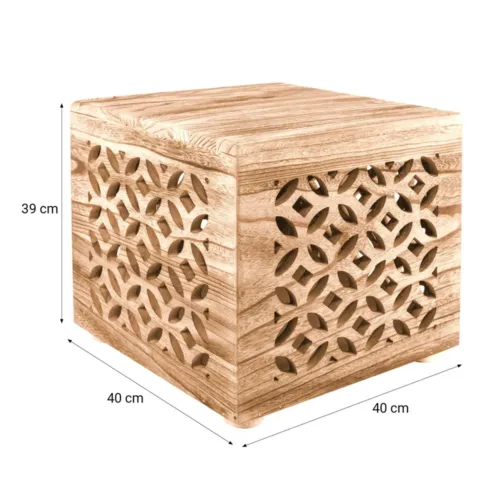 Vielseitiger Holzhocker mit Farbnuancen: Charmante Ergänzung für Ihr Wohnambiente – Farbe: Natur-Braun