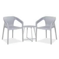 Klassische Raffinesse im Freien: Zeitgemäßes Bistro-Set für Garten, Balkon und Terrasse – Farbe: Grau