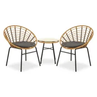 Gartenmöbel Set mit Rattan-Look - Lounge Möbel Set für gesellige Stunden im Freien – Farbe: Natur Schwarz