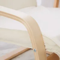 Schwingstuhl in Natur und Polster in Beige - Vielseitig mit verstellbarer Fußstütze