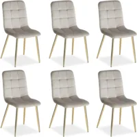 Gemütlichkeit in edlem Design: Esszimmerstühle mit Polsterbezug in Samt - Farbe: Creme Gold